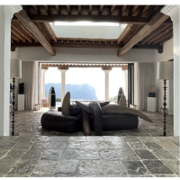 Frameless design sofa-transformer Kaiman Jakare Edra On Medieval Chateau Natural Stone Floor In Ibiza Project