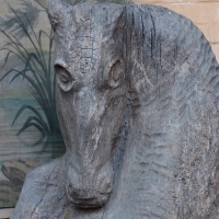 Horse Head In Wood From a Farm, Great Decorative Element