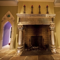 Gotic Stone Fireplace Surround in Ireland With Original Fireback