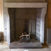 Fine European antique fireplace in Fossil Limestone in a Chalet in the Suisse Mountains