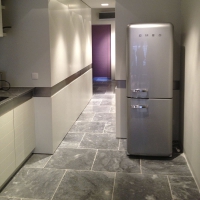 Grey Marble Floor Tiles In Appartement At the Sea-side