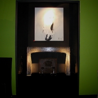 BRAFA Fair Antique Fireplace with Modern Period Art.