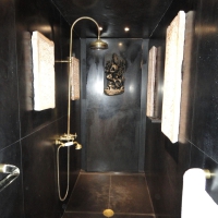 Black Belgian Marble for Shower.